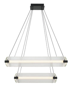 Eurofase Neoness 34" 8-Light LED Chandelier, Matte Black with Clear Glass, front view