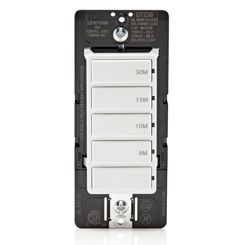 DT230-1LW Decora In-Wall 30-Minute Countdown Timer Switch, 20A