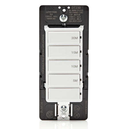 DT230-1LW Decora In-Wall 30-Minute Countdown Timer Switch, 20A