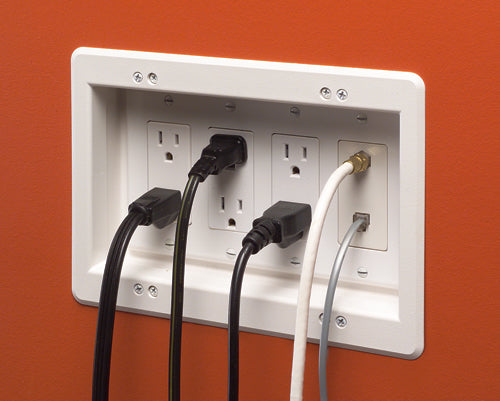 4 Gang Inset Outlet Wh - Arlington Recessed 4 Gang White Outlet