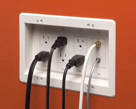 4 Gang Inset Outlet Wh - Arlington Recessed 4 Gang White Outlet