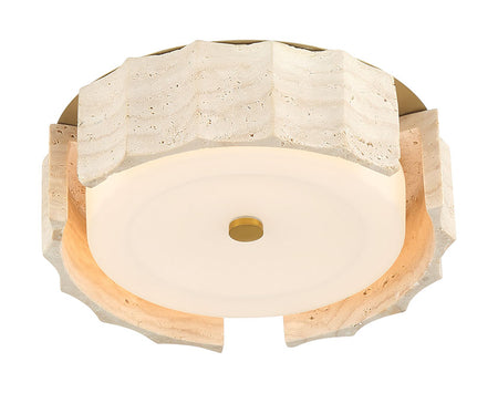 Eurofase Roslington 12" LED Flush Mount, Gold with Opal Etched Glass, front view