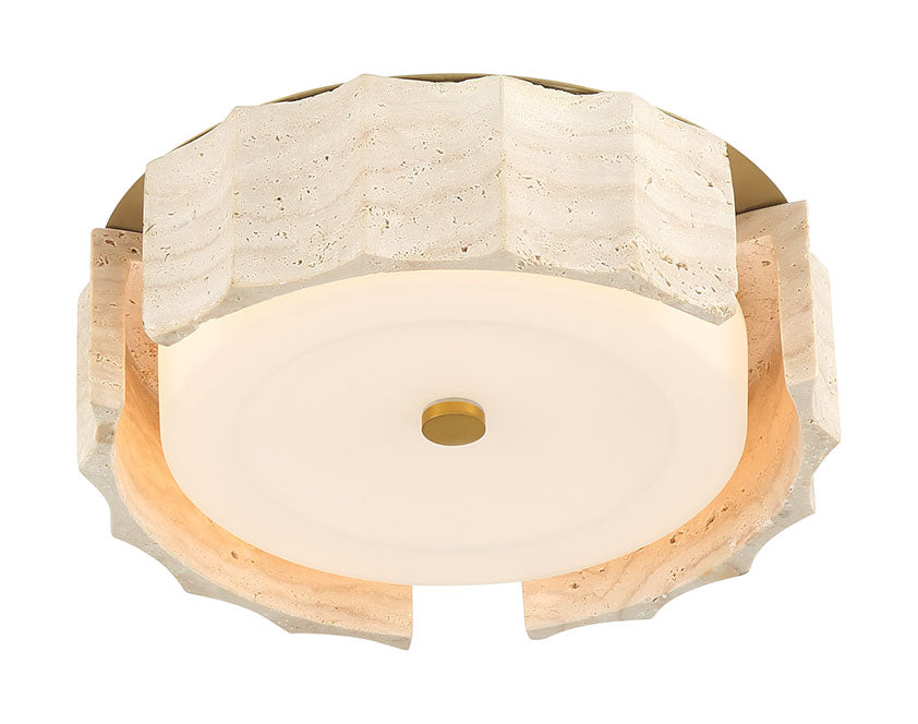 Eurofase Roslington 12" LED Flush Mount, Gold with Opal Etched Glass, front view