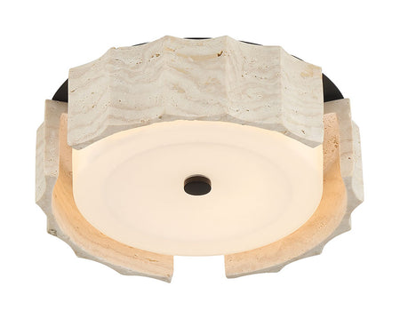 Eurofase Roslington 12" LED Flush Mount, Matte Black with Opal Etched Glass, front view