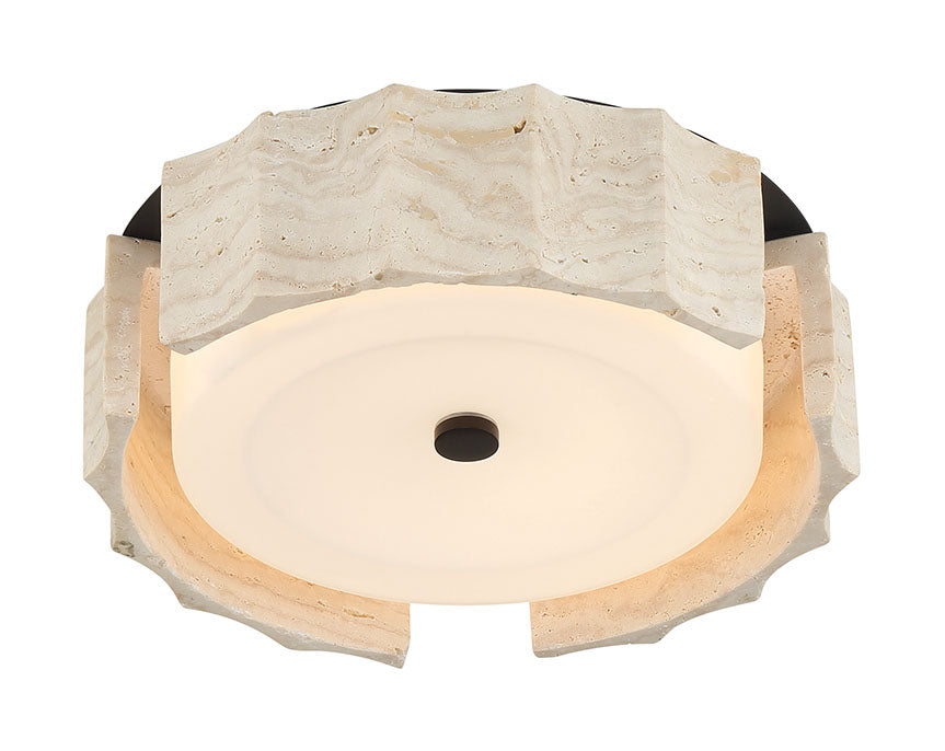 Eurofase Roslington 12" LED Flush Mount, Matte Black with Opal Etched Glass, front view