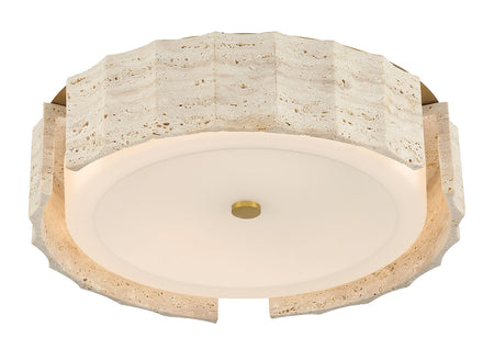Eurofase Roslington 18" LED Flush Mount, Gold with Opal Etched Glass, front view