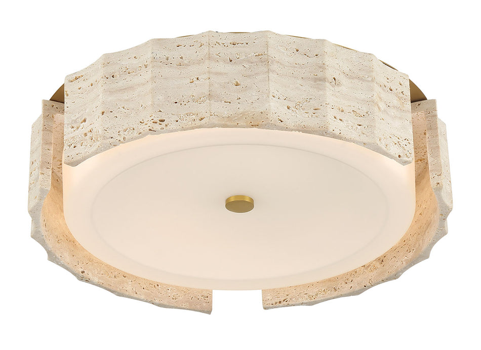 Eurofase Roslington 18" LED Flush Mount, Gold with Opal Etched Glass, front view