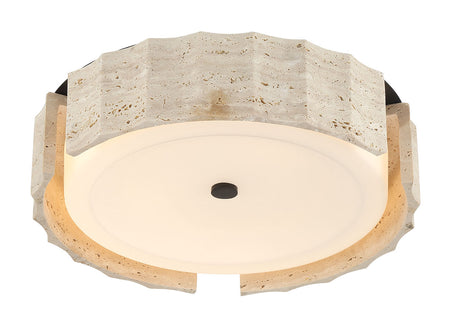 Eurofase Roslington 18" LED Flush Mount, Matte Black with Opal Etched Glass, front view
