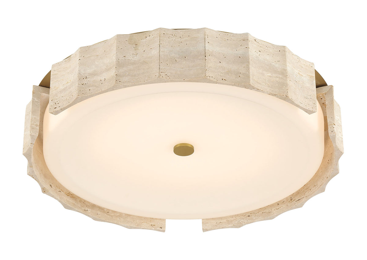 Eurofase Roslington 24" LED Flush Mount, Gold with Opal Etched Glass, front view
