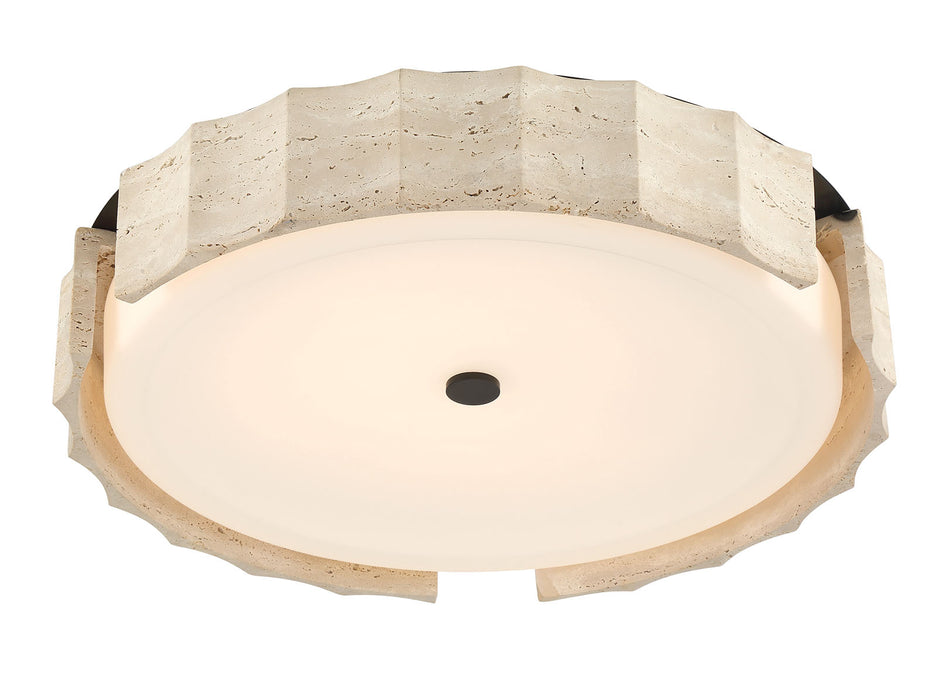 Eurofase Roslington 24" LED Flush Mount, Matte Black with Opal Etched Glass, front view