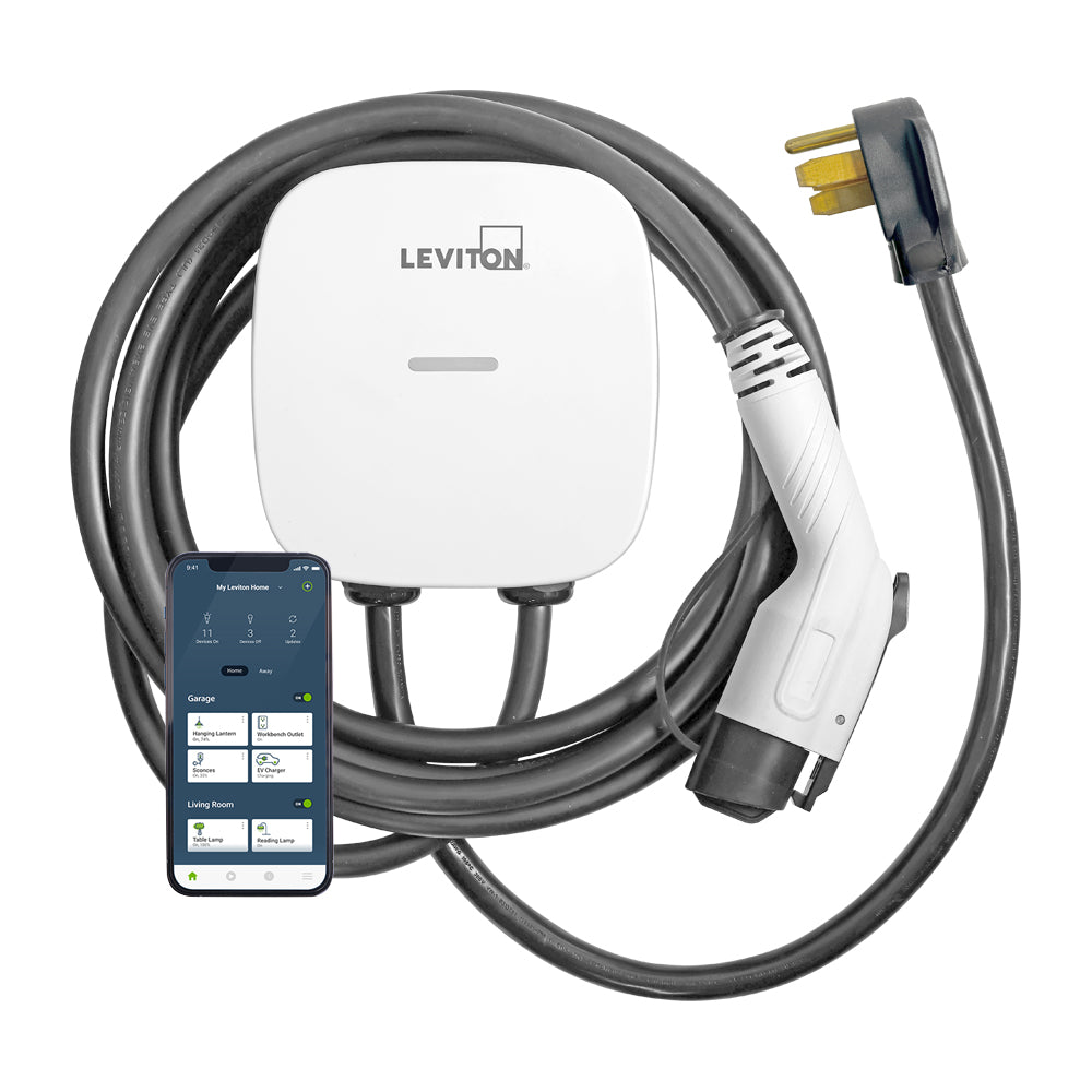 A photo of a EV Charger, by EV40P 40 Amp Level 2 Electric Vehicle Charging Station With Wi-Fi - Leviton eCommerce - Maple Electric Supply in Canada