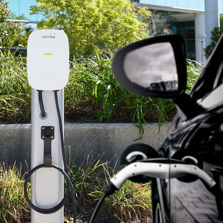 A photo of a , by EV480 48 Amp Level 2 Electric Vehicle Charging Station - EV Series - Leviton eCommerce - Maple Electric Supply in Canada