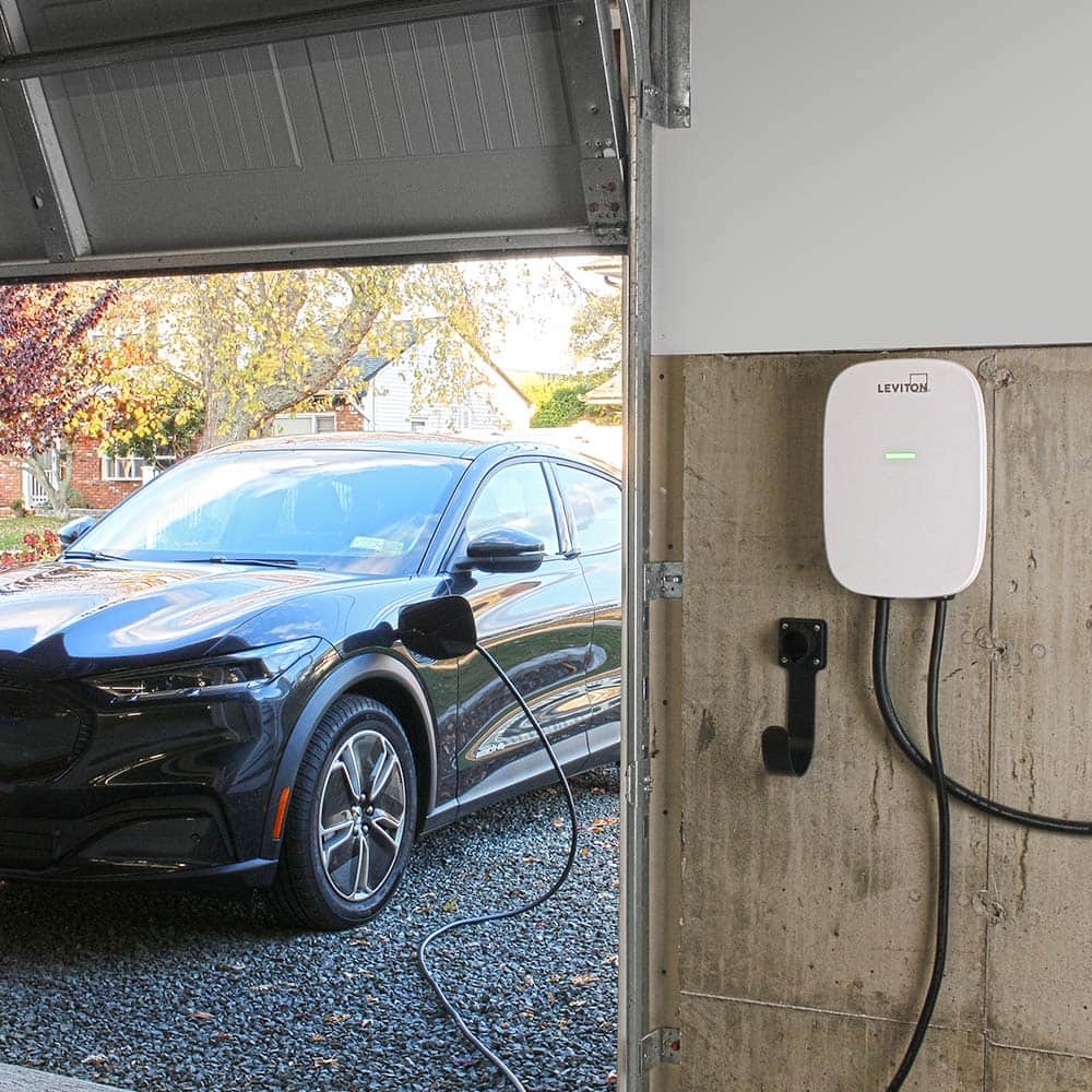A photo of a , by EV32W 32 Amp Level 2 Electric Vehicle Charging Station With Wi-Fi, Works with My Leviton App - Leviton eCommerce - Maple Electric Supply in Canada