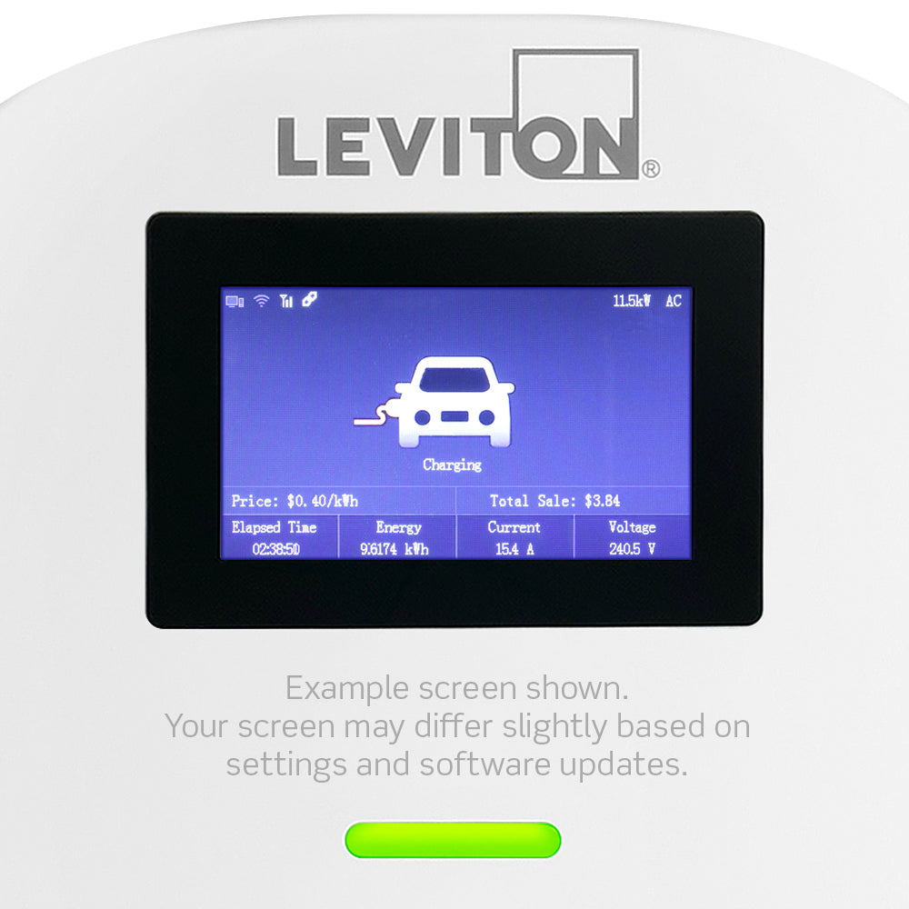 A photo of a EV Charger, by EV48S 48 Amp Level 2 Electric Vehicle Charging Station Charging Station Management Software and LCD Screen - Leviton eCommerce - Maple Electric Supply in Canada
