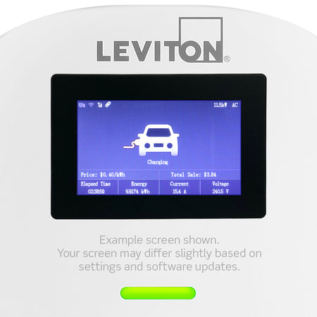 A photo of a EV Charger, by EV48S 48 Amp Level 2 Electric Vehicle Charging Station Charging Station Management Software and LCD Screen - Leviton eCommerce - Maple Electric Supply in Canada