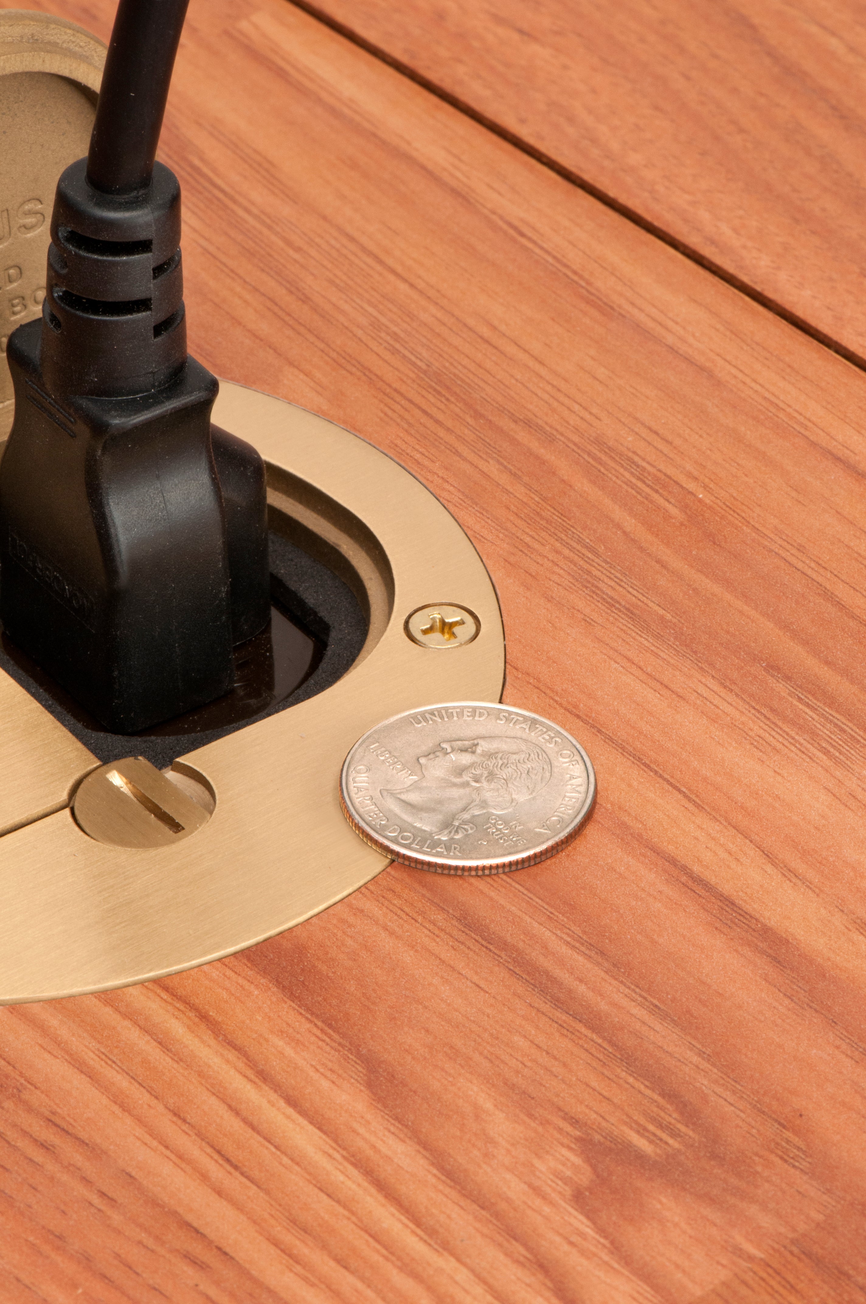 Arlington Brass Retro Floor Box Kit - Flush Fit, Dual Flip Lids