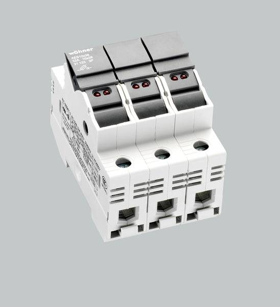 Din rail & fuse holders 3 pole din rail fuseholder -ind light, Din Rail & Fuse Holders, Techspan - Maple Electric Supply 