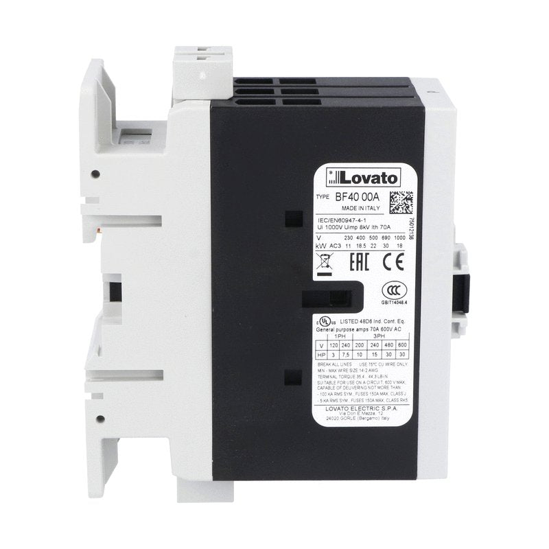 BF4000A57560 3P Contactor 40A 575VAC 60Hz Switch, Automation Control Modules, Lovato - Maple Electric Supply 