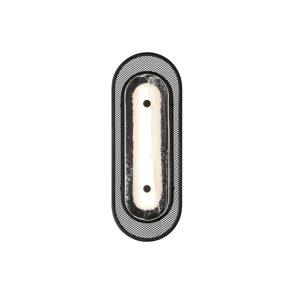 Eurofase Tramore 16" LED Wall Sconce, Matte Black with Silver Glass, front view