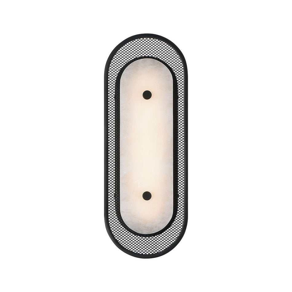 Eurofase Tramore 16" LED Wall Sconce, Matte Black with Alabaster, front view