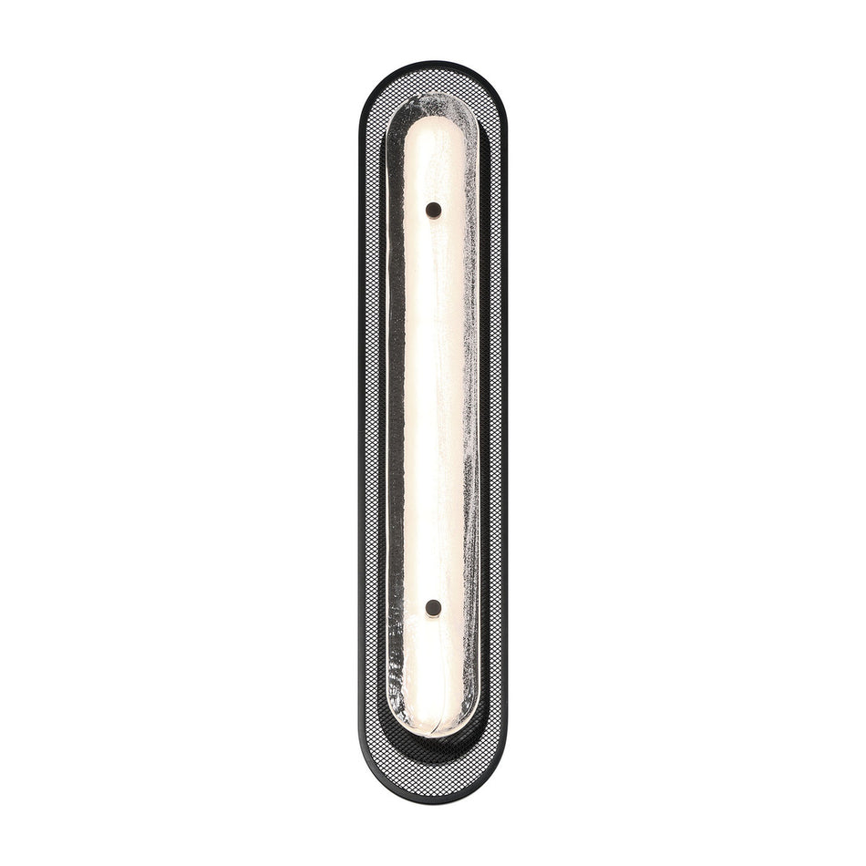 Eurofase Tramore 30" LED Wall Sconce, Matte Black with Silver Glass, front view