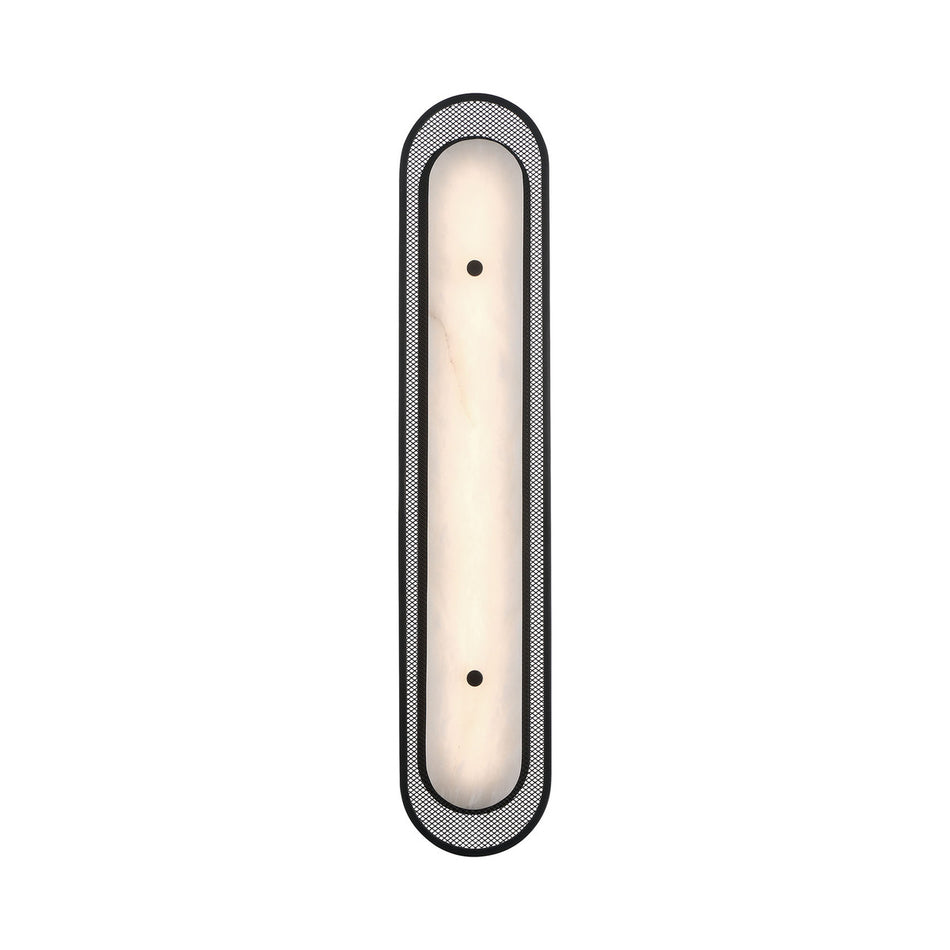 Eurofase Tramore 30" LED Wall Sconce, Matte Black with Alabaster, front view