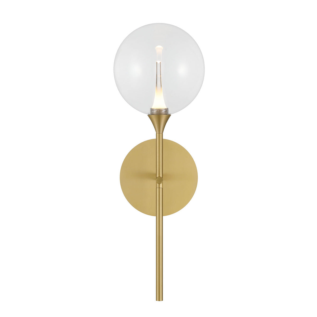 Eurofase Iissa 19" LED Wall Sconce, Gold with Clear Glass, front view