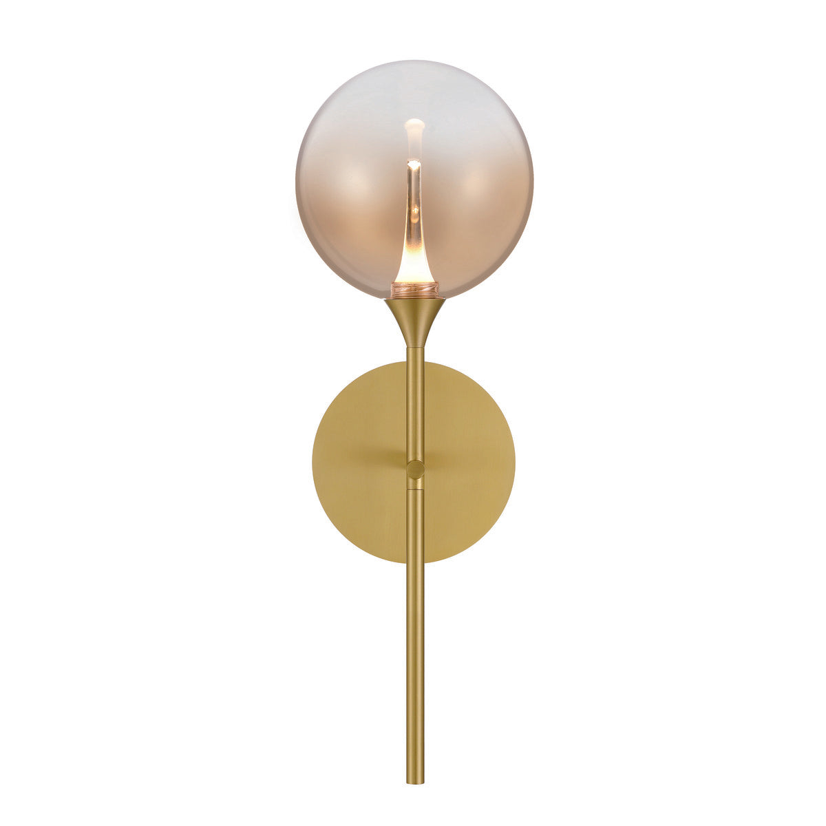 Eurofase Iissa 19" LED Wall Sconce, Gold with Amber Glass, front view