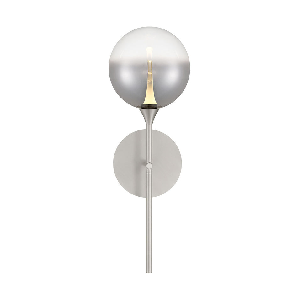 Eurofase Iissa 19" LED Wall Sconce, Satin Nickel with Smoked Glass, front view