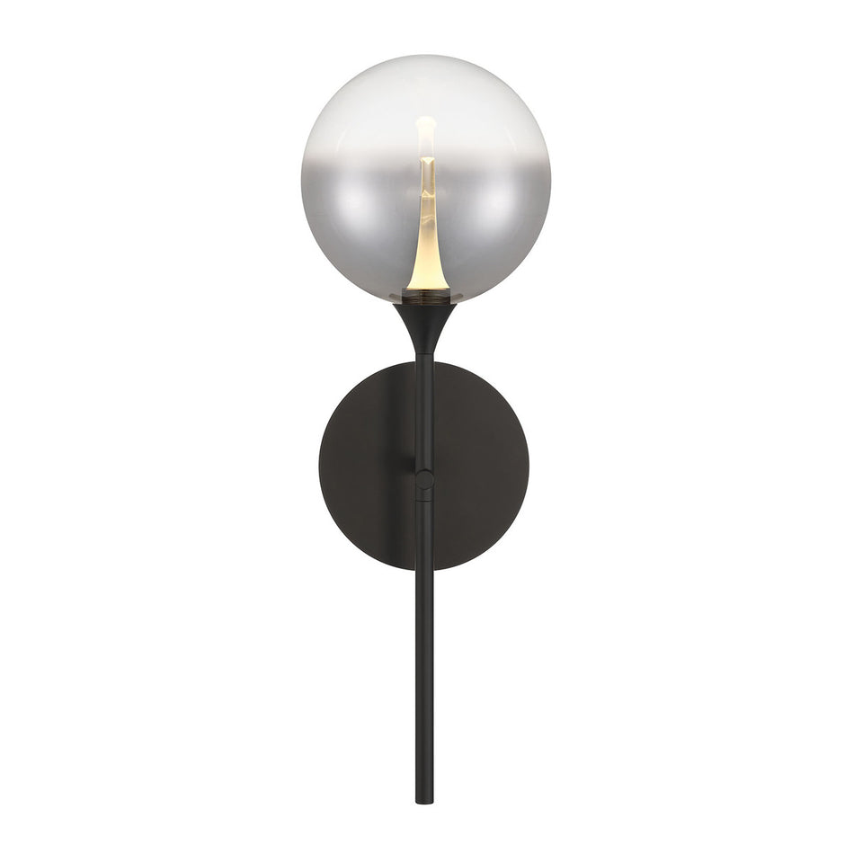 Eurofase Iissa 19" LED Wall Sconce, Matte Black with Smoked Glass, front view