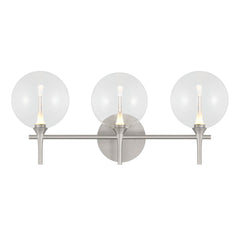 Eurofase Iissa 3-Light LED Vanity, Satin Nickel with Clear Glass, front view
