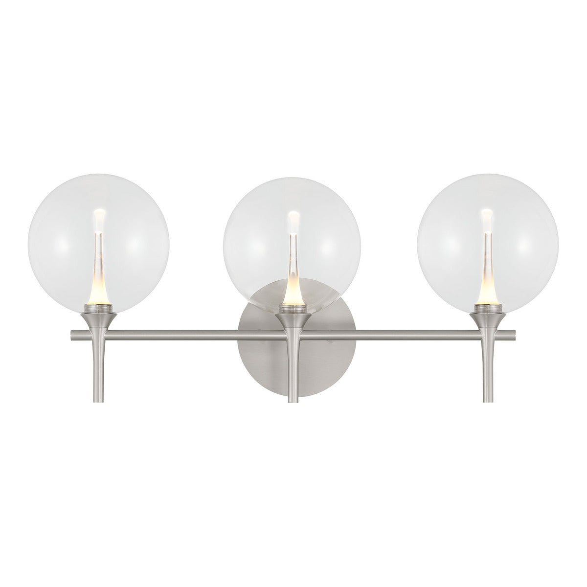 Eurofase Iissa 3-Light LED Vanity, Satin Nickel with Clear Glass, front view