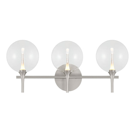 Eurofase Iissa 3-Light LED Vanity, Satin Nickel with Clear Glass, front view