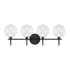 Eurofase Iissa 4-Light LED Vanity, Matte Black with Clear Glass, front view