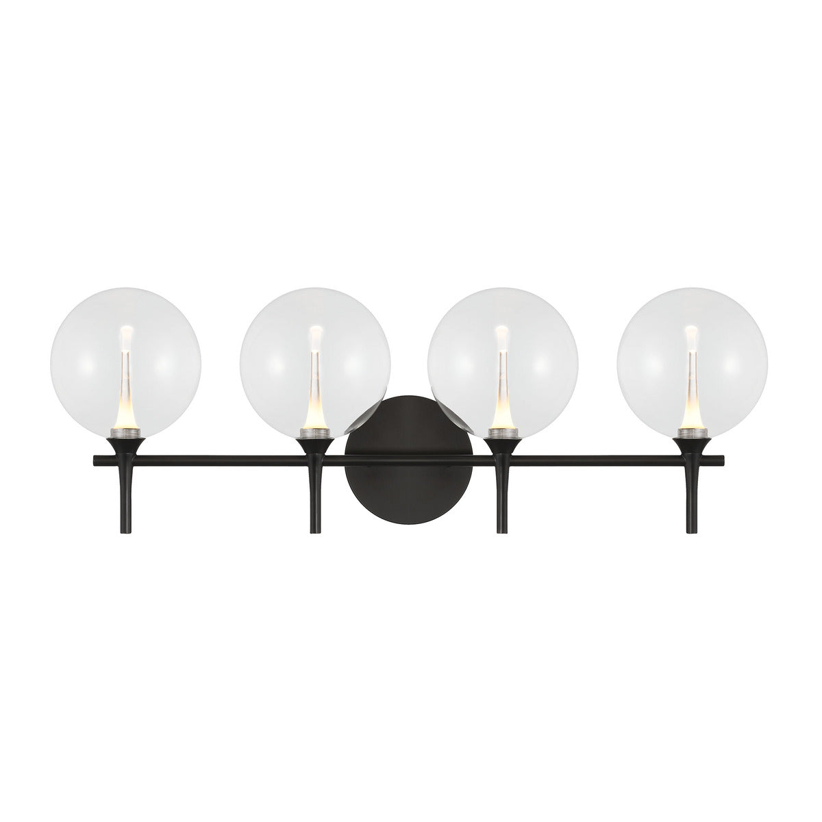 Eurofase Iissa 4-Light LED Vanity, Matte Black with Clear Glass, front view