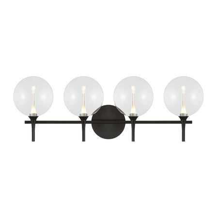 Eurofase Iissa 4-Light LED Vanity, Matte Black with Clear Glass, front view