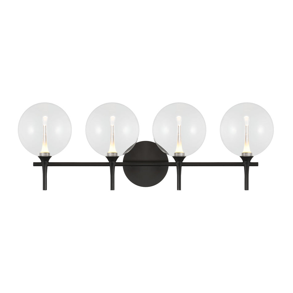 Eurofase Iissa 4-Light LED Vanity, Matte Black with Clear Glass, front view