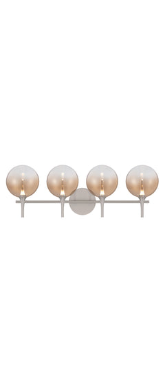 Eurofase Iissa 4-Light LED Vanity, Satin Nickel with Amber Glass, front view