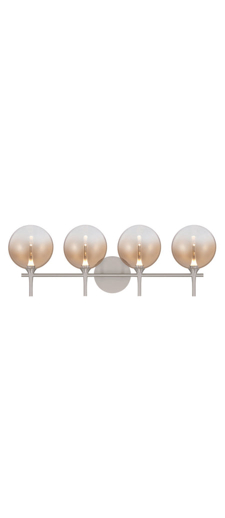 Eurofase Iissa 4-Light LED Vanity, Satin Nickel with Amber Glass, front view