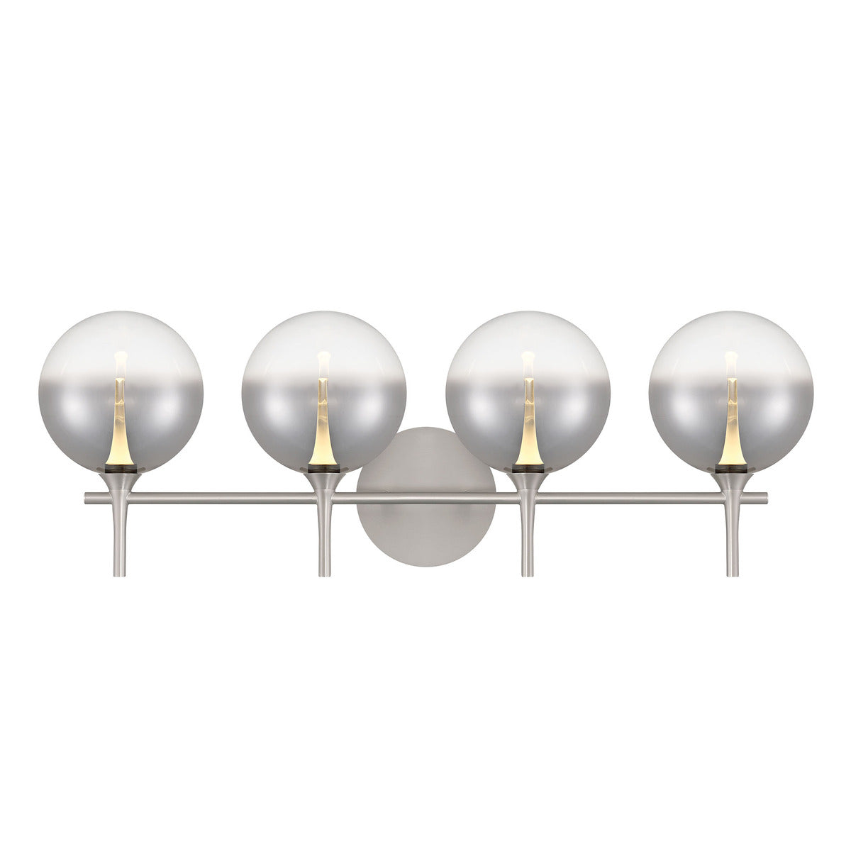 Eurofase Iissa 4-Light LED Vanity, Satin Nickel with Smoked Glass, front view