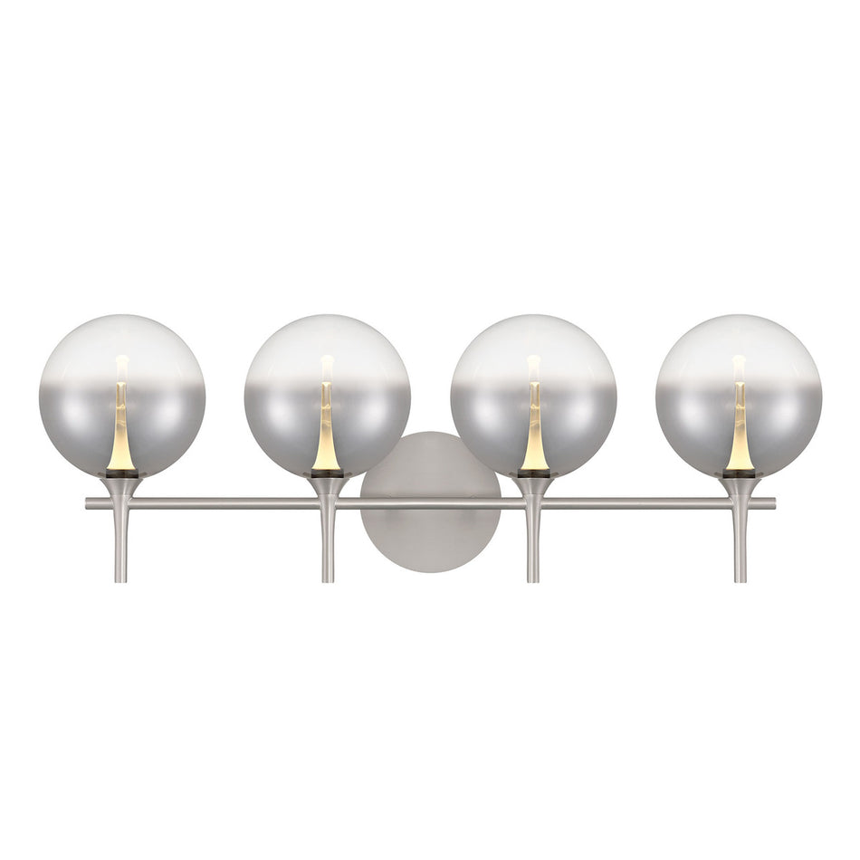 Eurofase Iissa 4-Light LED Vanity, Satin Nickel with Smoked Glass, front view