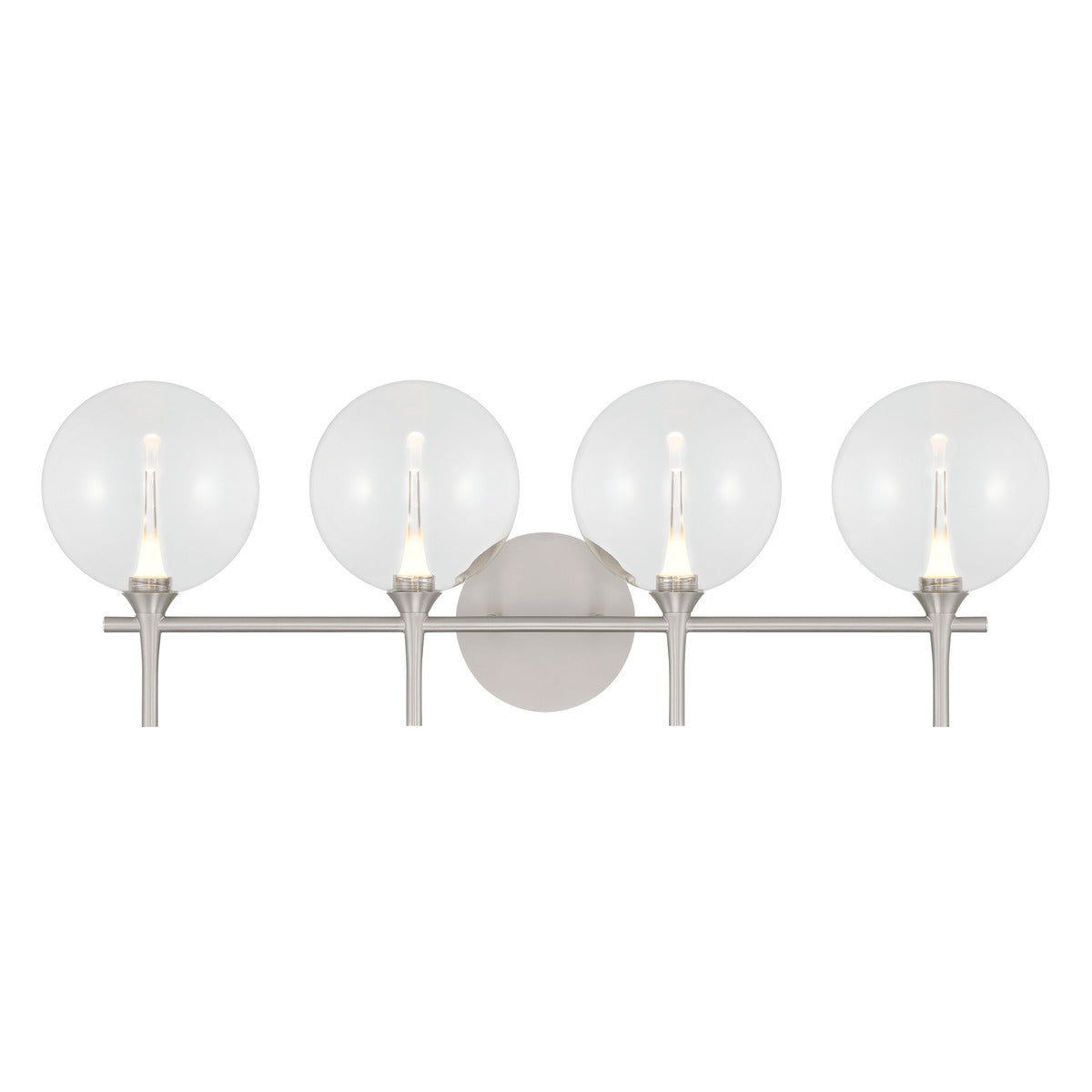 Eurofase Iissa 4-Light LED Vanity, Satin Nickel with Clear Glass, front view