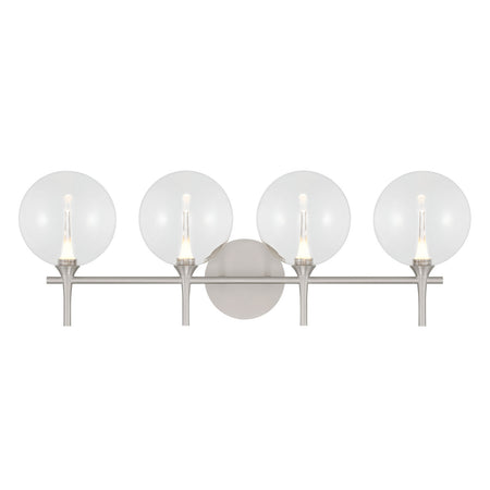 Eurofase Iissa 4-Light LED Vanity, Satin Nickel with Clear Glass, front view