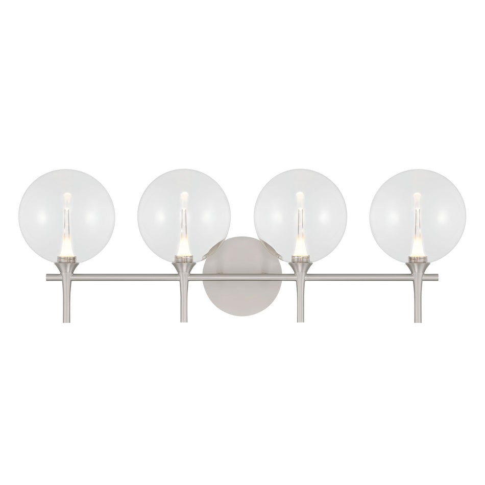 Eurofase Iissa 4-Light LED Vanity, Satin Nickel with Clear Glass, front view