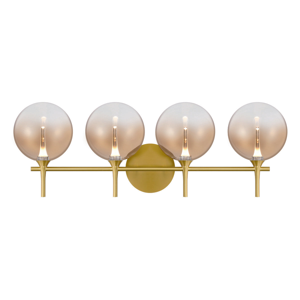 Eurofase Iissa 4-Light LED Vanity, Gold with Amber Glass, front view