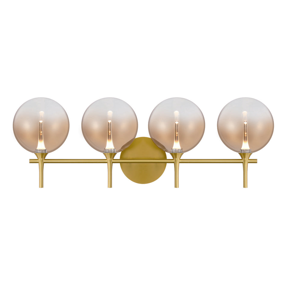 Eurofase Iissa 4-Light LED Vanity, Gold with Amber Glass, front view