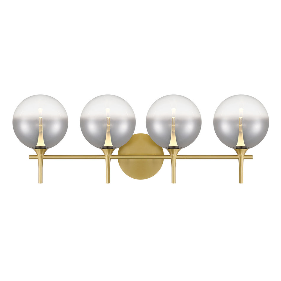 Eurofase Iissa 4-Light LED Vanity, Gold with Smoked Glass, front view