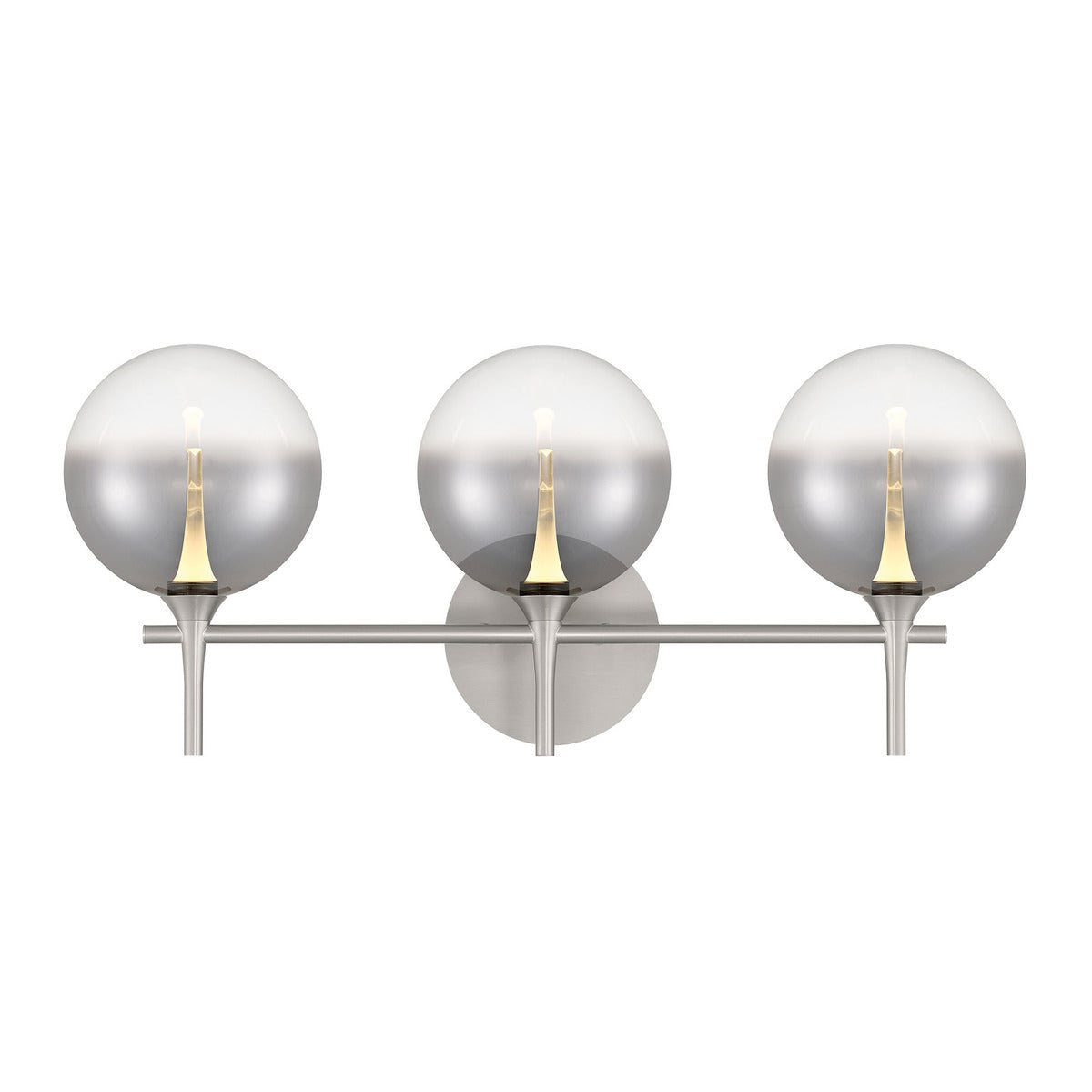 Eurofase Iissa 3-Light LED Vanity, Satin Nickel with Smoked Glass, front view