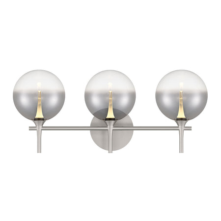Eurofase Iissa 3-Light LED Vanity, Satin Nickel with Smoked Glass, front view
