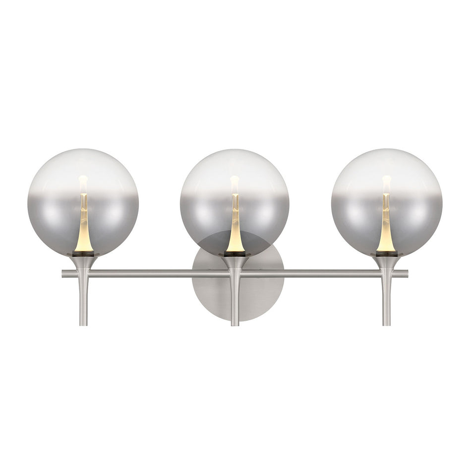 Eurofase Iissa 3-Light LED Vanity, Satin Nickel with Smoked Glass, front view